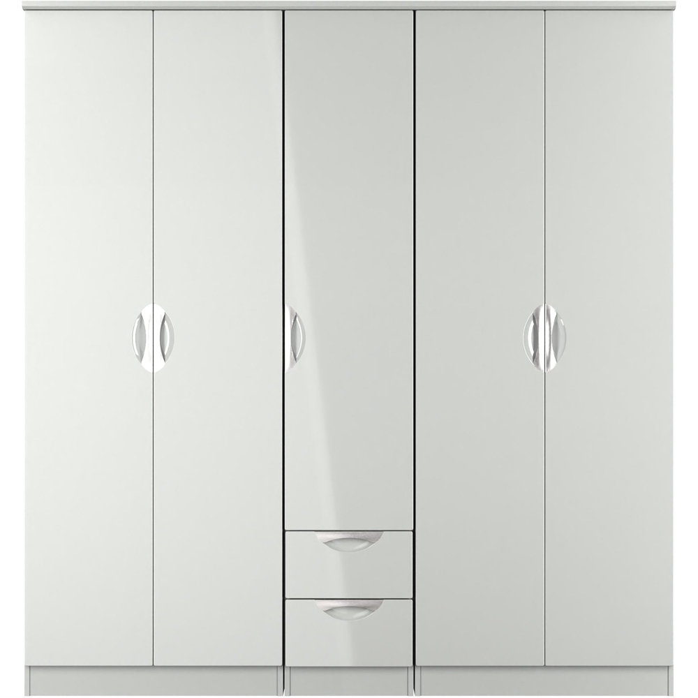 Crowndale Camden 5 Door 2 Drawer Grey Gloss and Dusk Grey Wardrobe Ready Assembled Image 3