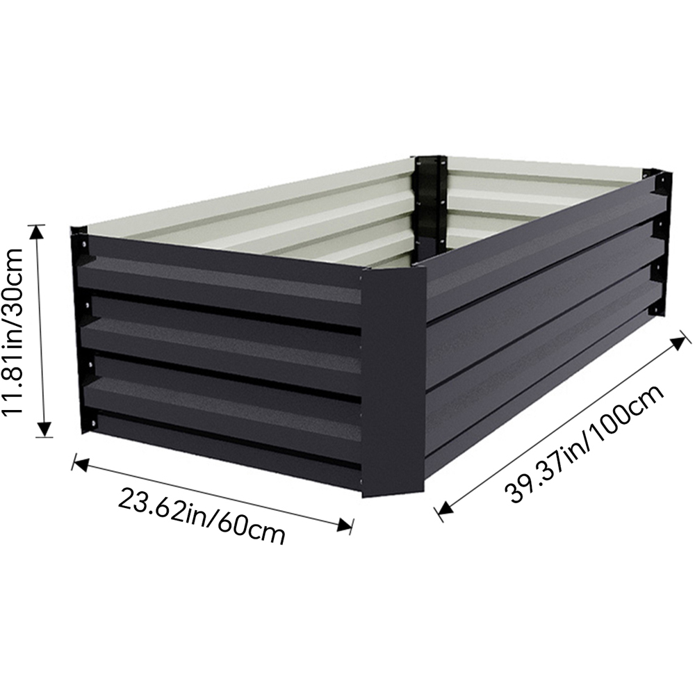 Living and Home Black Rectangular Galvanised Steel Raised Garden Bed 100cm Image 8