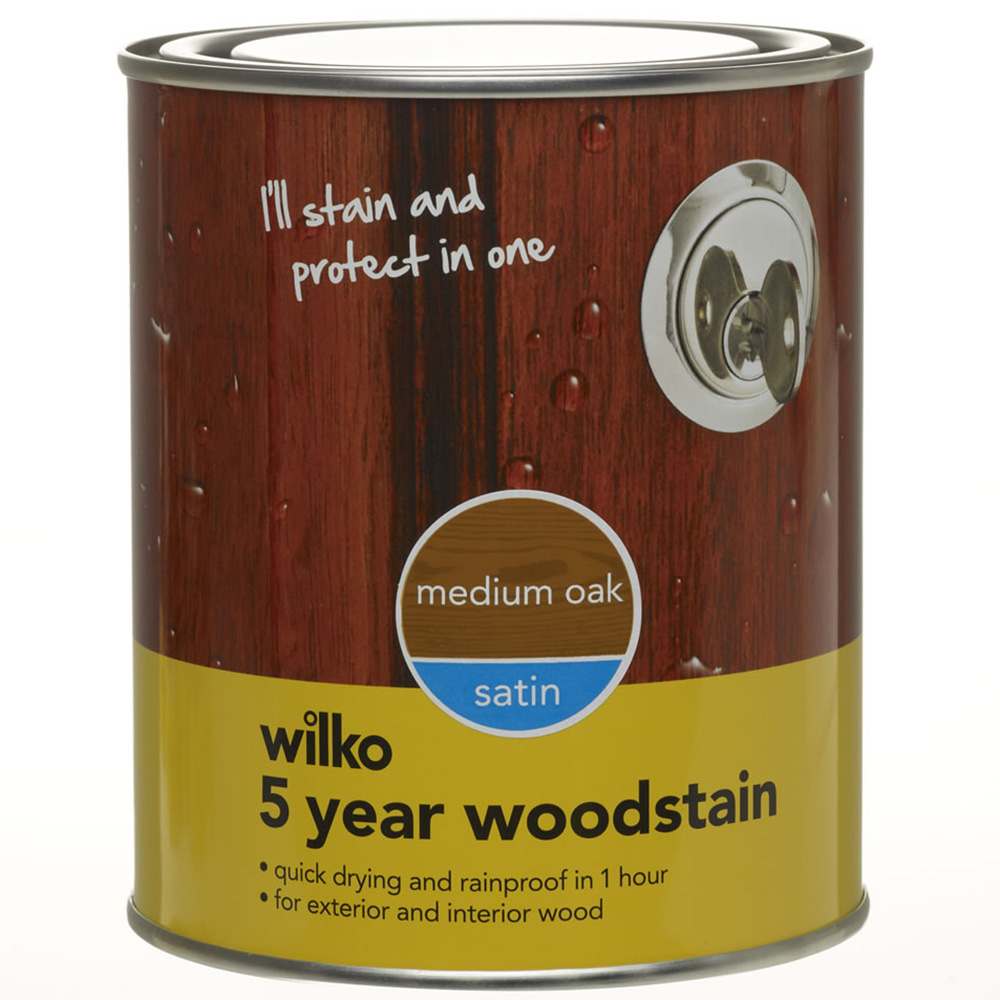 Wilko 5 Year Medium Oak Satin Woodstain 750ml Image 2