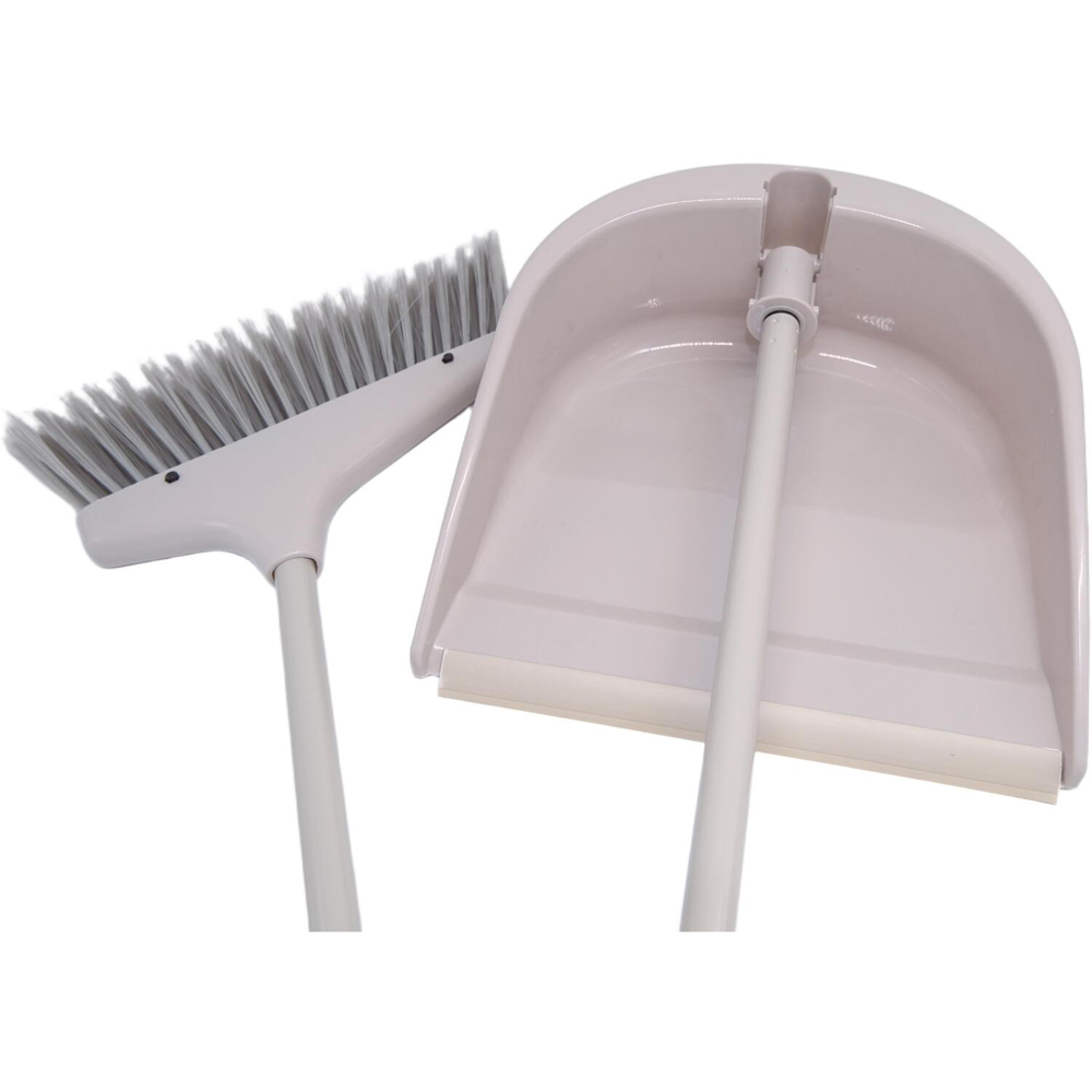 Ribbed Long Handle Dustpan and Brush Grey Image 5