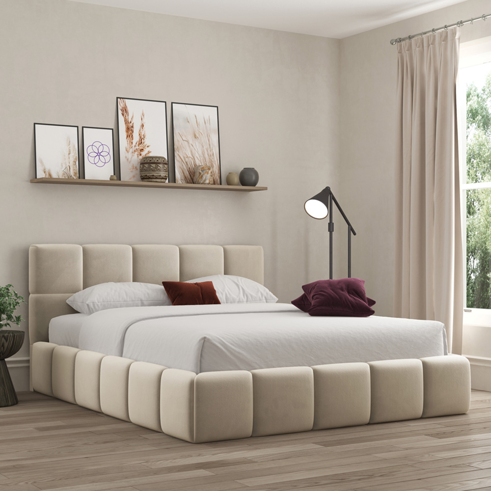 DS Living Ovella Super King Size Cream Cubed Bed Frame Image 4