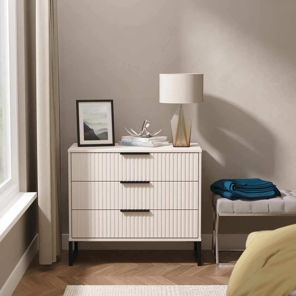 Crowndale Fluted 3 Drawer Kashmir Matt Chest of Drawers Ready Assembled Image 7