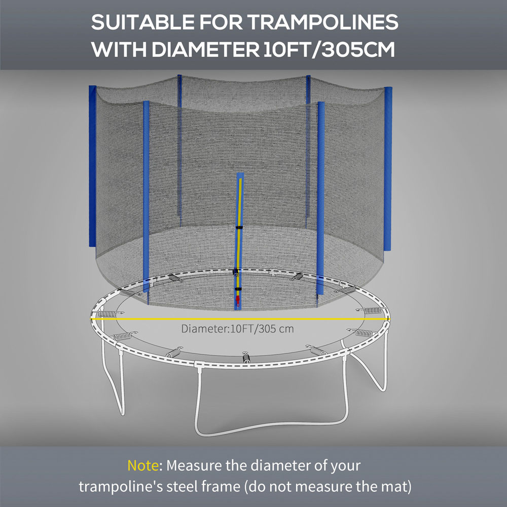 SPORTNOW 10ft Blue Trampoline Replacement Safety Net with Zipped Door Image 8