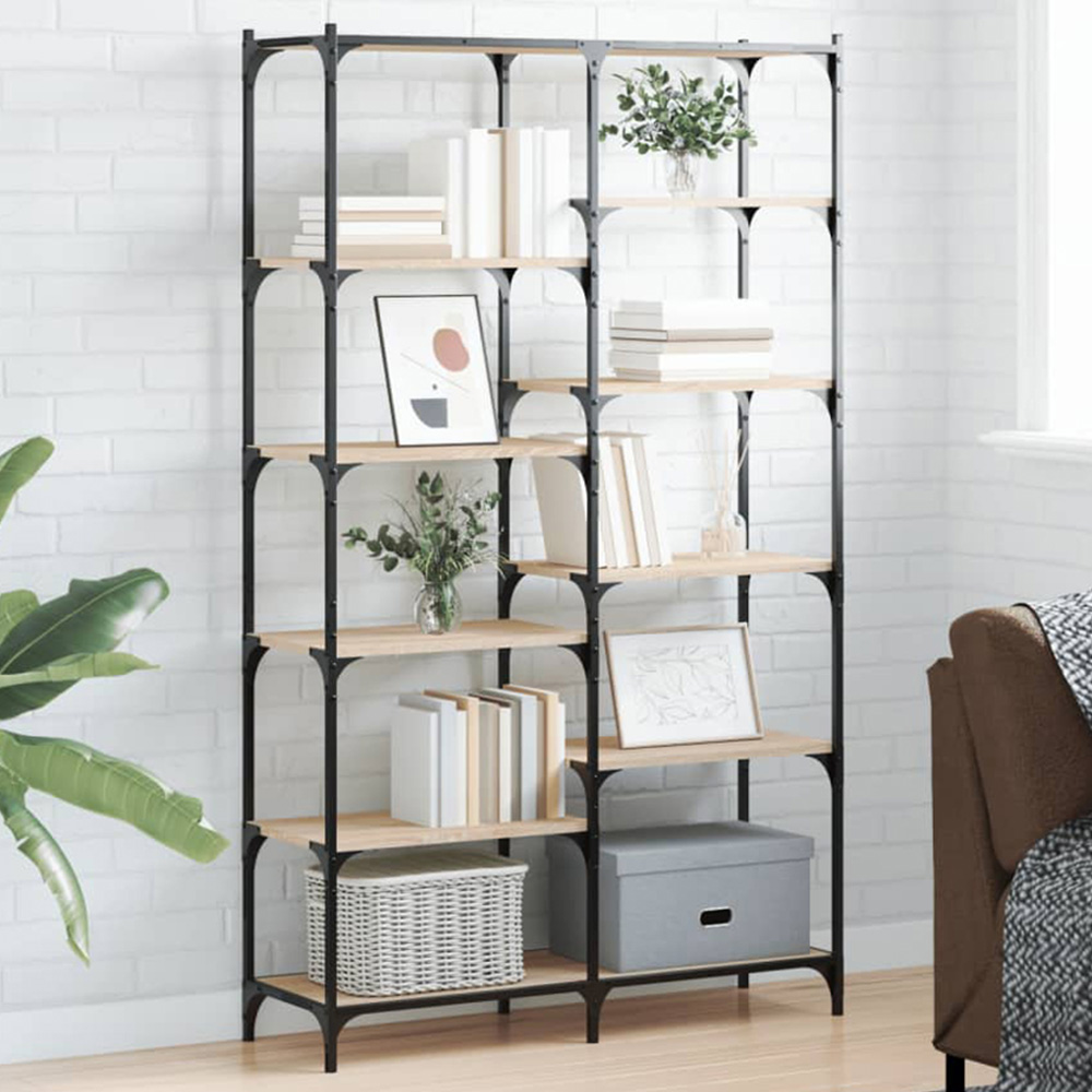 vidaXL 10 Open Shelf Sonoma Oak Bookshelf Image 1