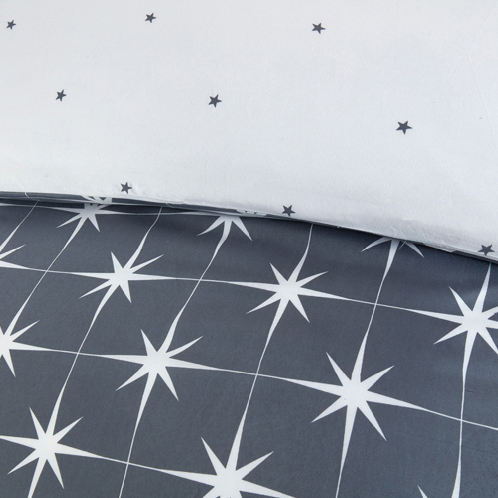 Serene Northern Stars Single Grey Microfibre Fabric Duvet Set Image 3