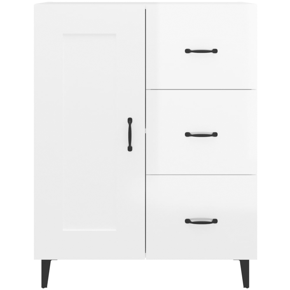 vidaXL Single Door 3 Drawer High Gloss White Sideboard Image 5