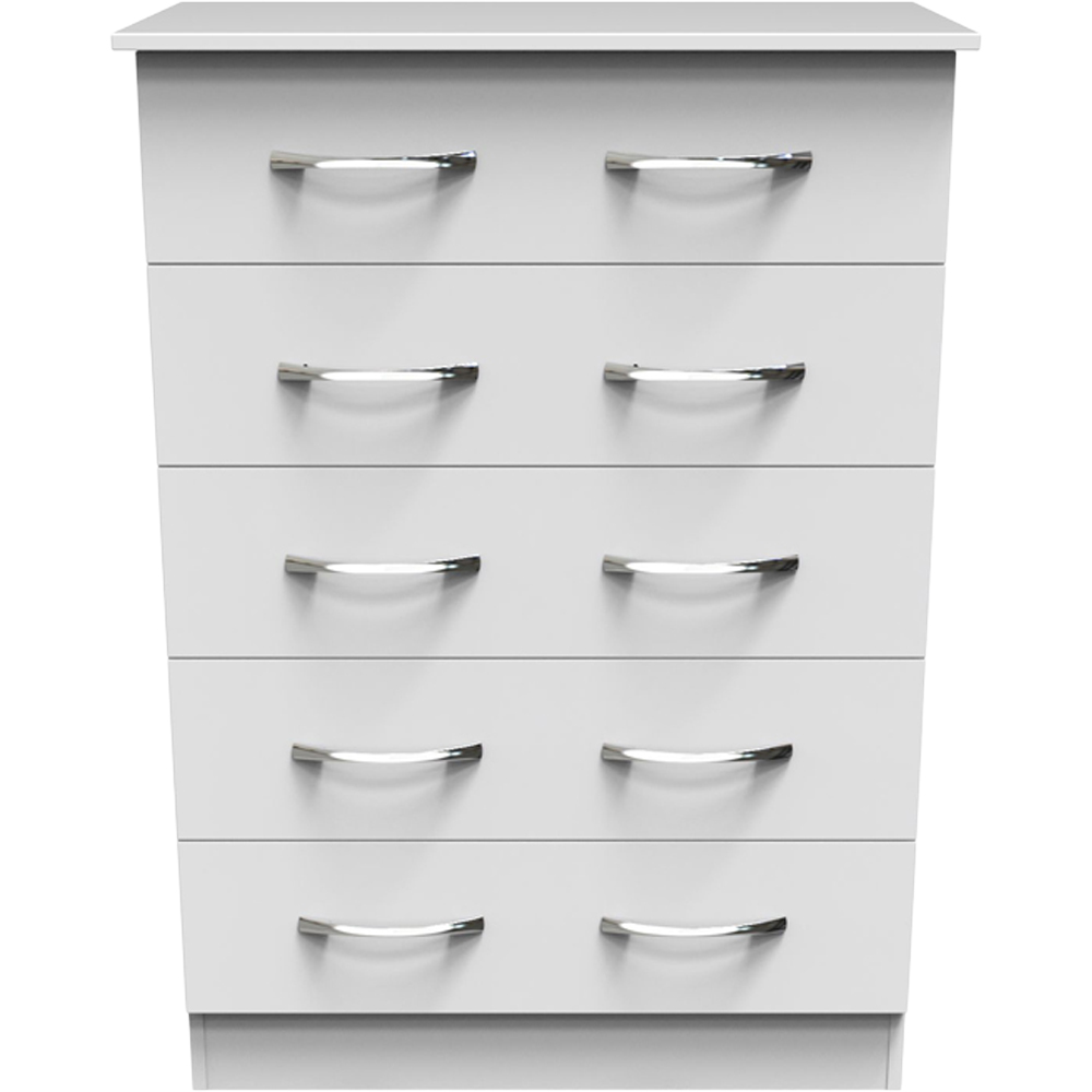 Crowndale Avon 5 Drawer Matt White Chest of Drawers Ready Assembled Image 2