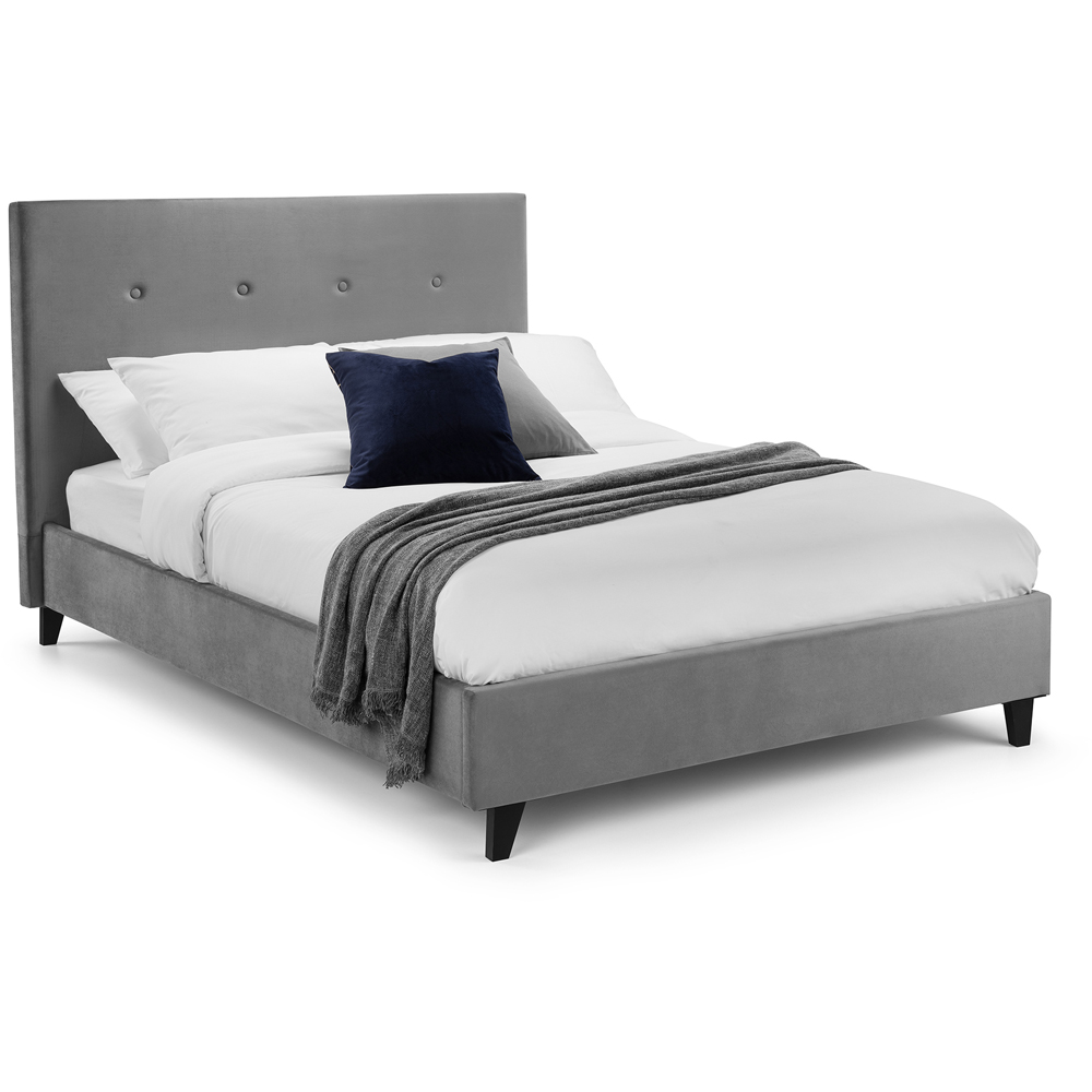 Julian Bowen Shoreditch Small Double Slate Grey Velvet Bed Frame Image 2