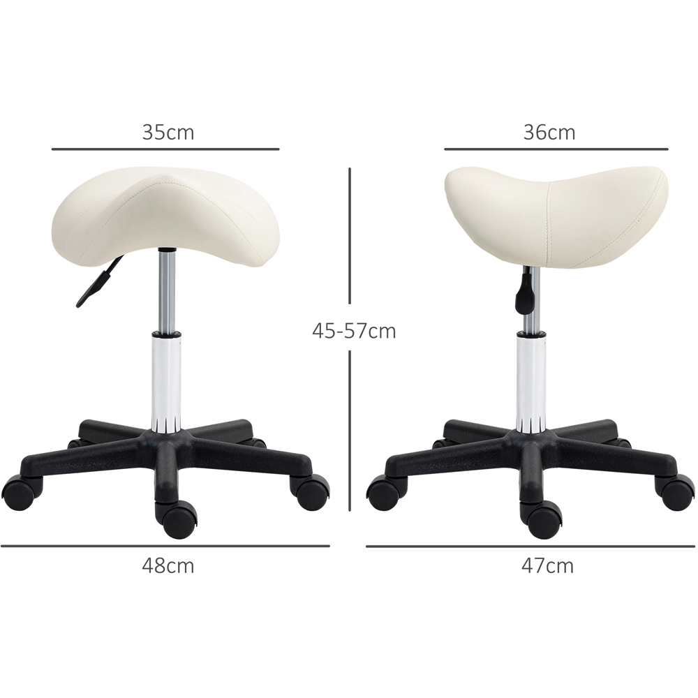 Portland White Adjustable Rolling Salon Saddle Stool Image 9