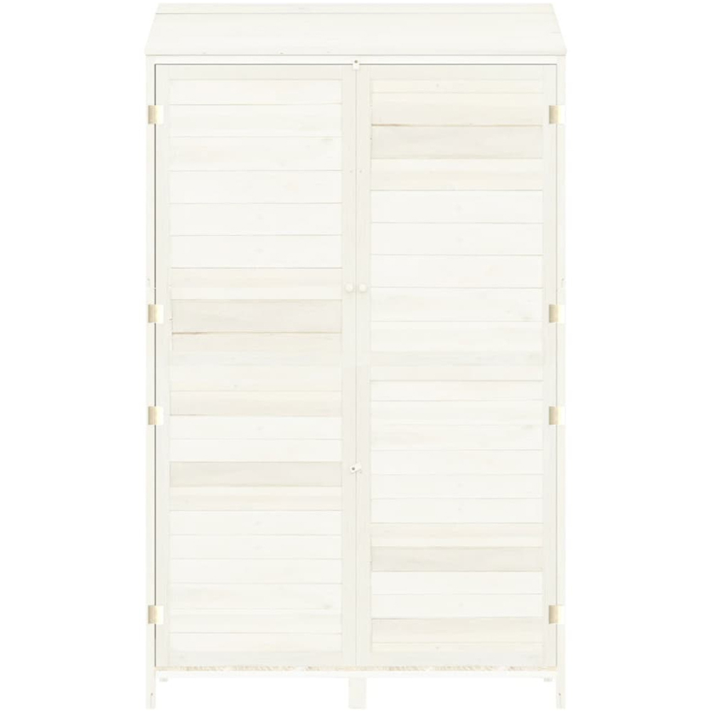 vidaXL 3.3 x 1.7ft White Wooden Pent Garden Shed Image 4