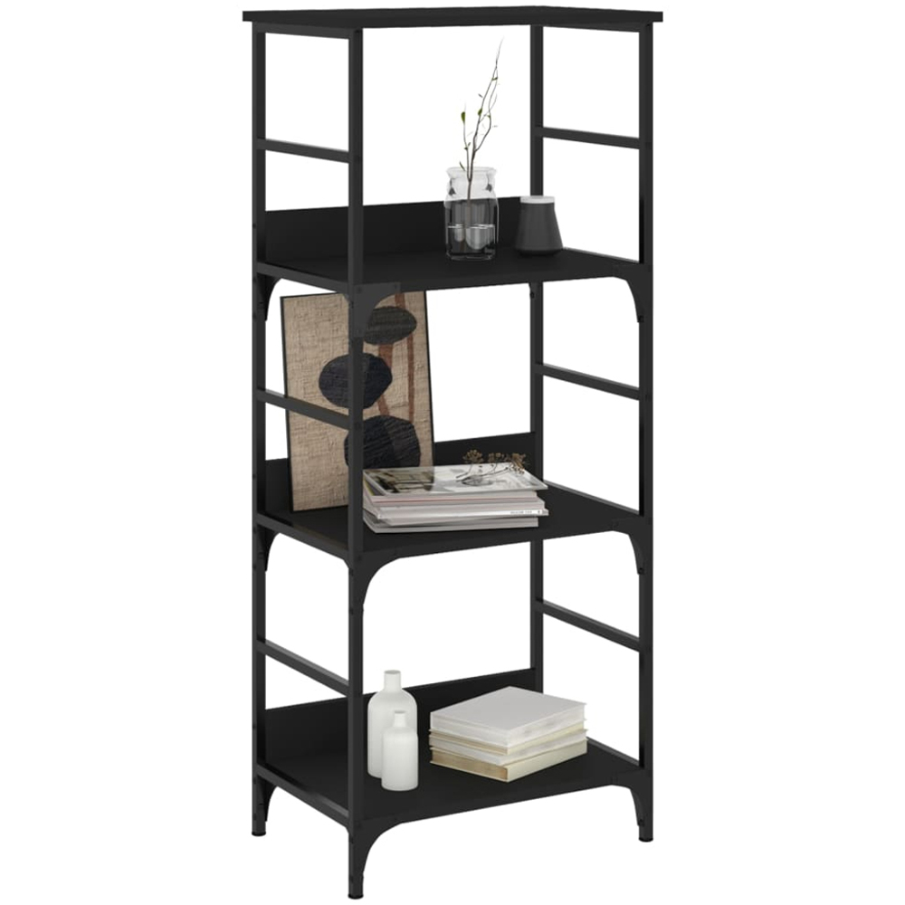 vidaXL 3 Open Shelf Black Bookshelf Image 3