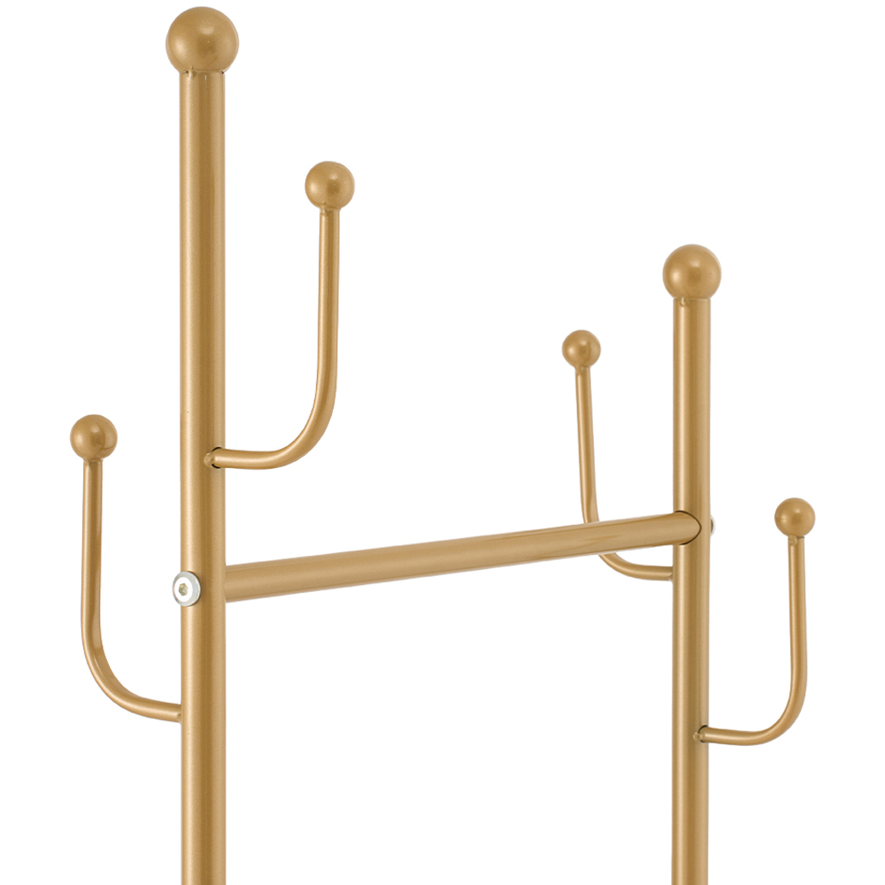 Living and Home Gold Metal Clothes Rack with 6 Hooks and Marble-Effect Base Image 4