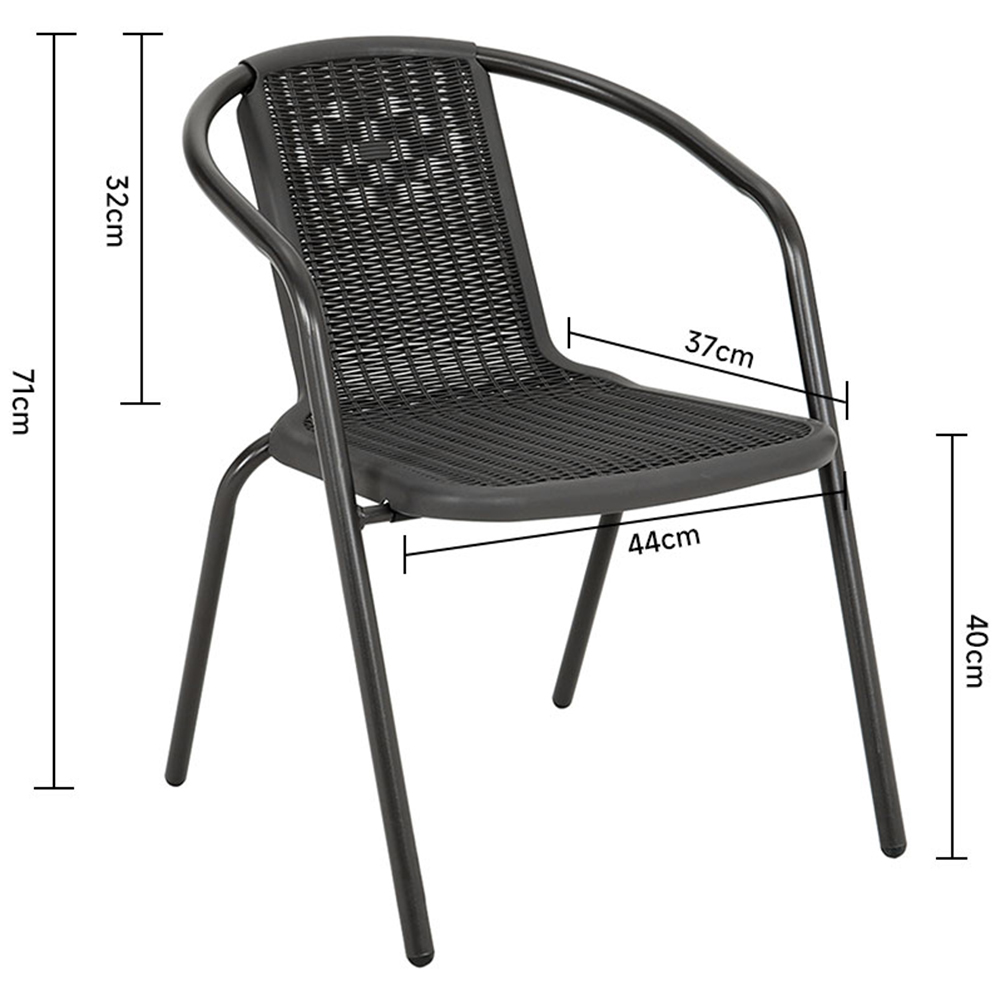 Living and Home Wicker 2 Seater Black Square Patio Set Image 7