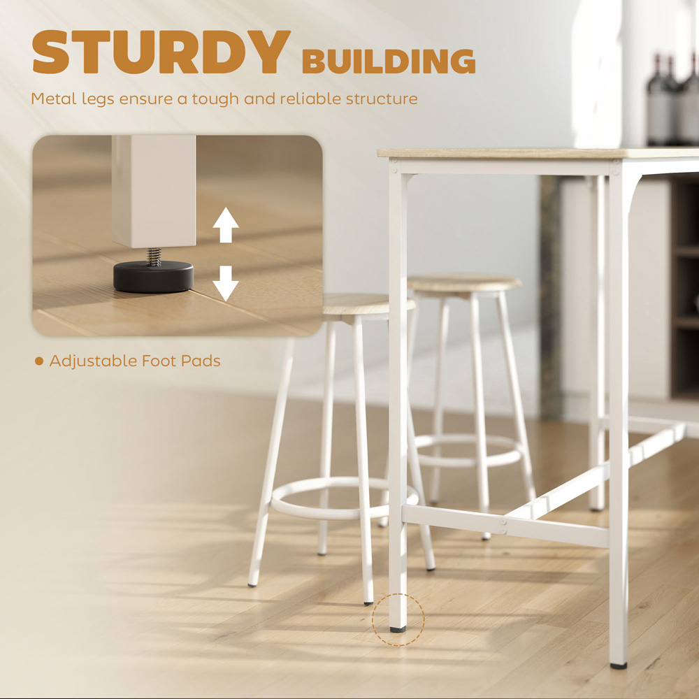 Portland 4 Seater Natural Wood Bar Table and Stool Set Image 5