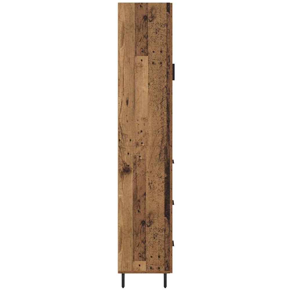 vidaXL Single Glass Door 3 Drawer Old Wood Slim Sideboard with Metal Legs Image 9