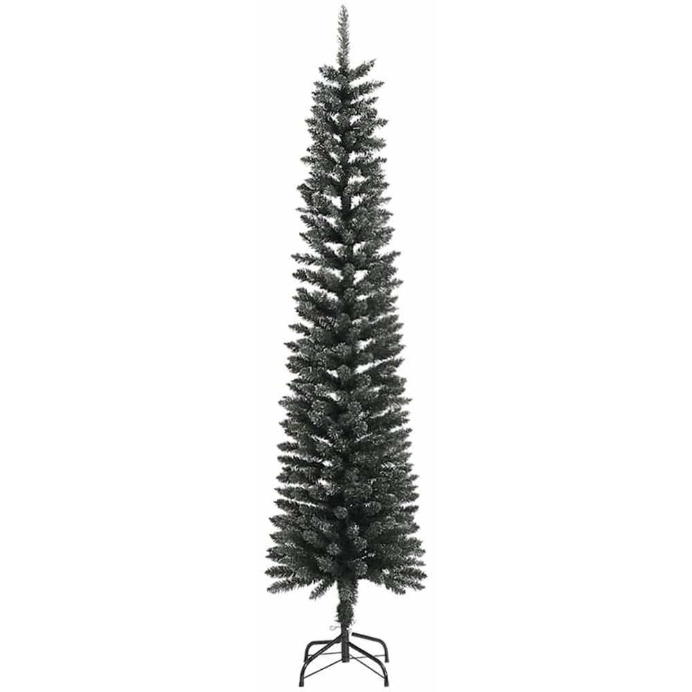 vidaXL Pre-Lit Black Baubles Green Artificial Christmas Tree 8ft Image 5
