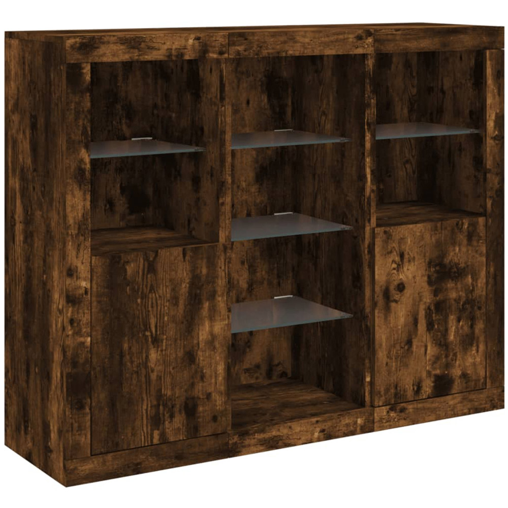 vidaXL 2 Door 8 Shelf Smoked Oak Sideboard with RGB LED Lights Image 5
