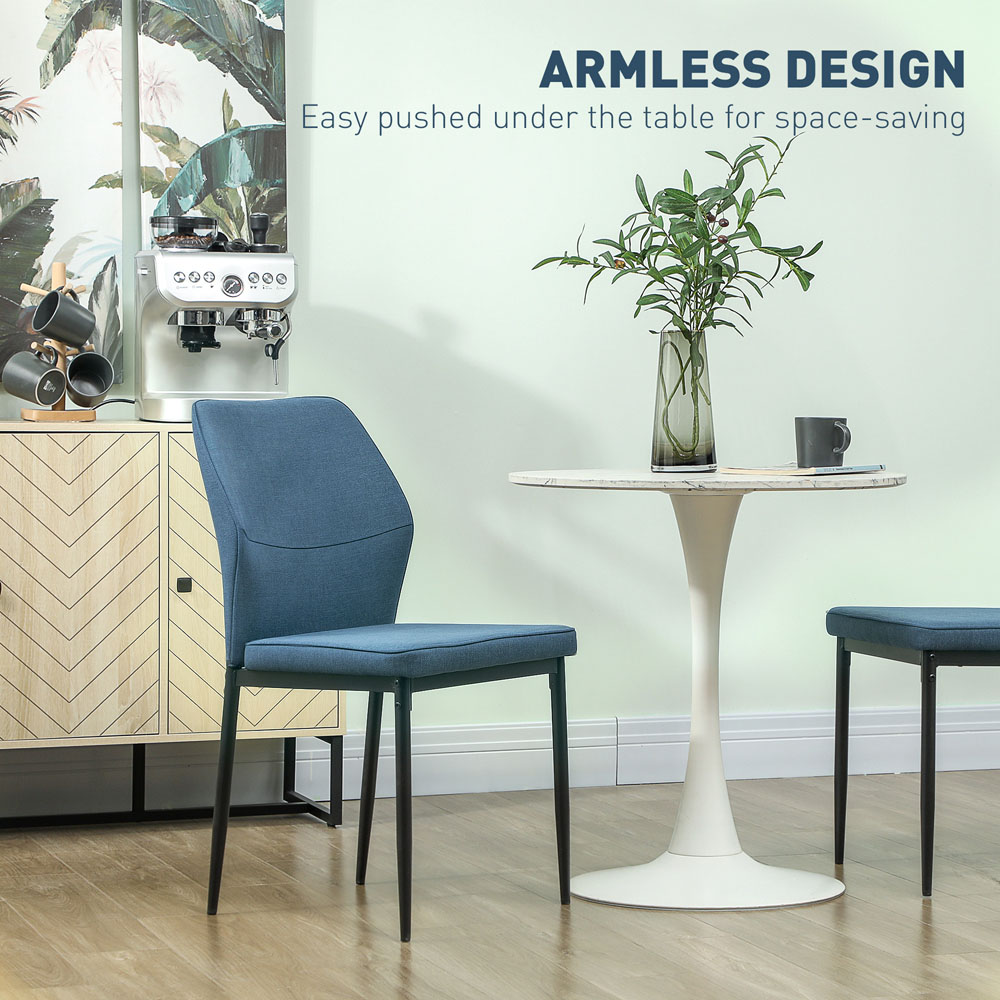 HOMCOM Set of 2 Blue Curved Back Dining Chair with Padded Seat Image 7