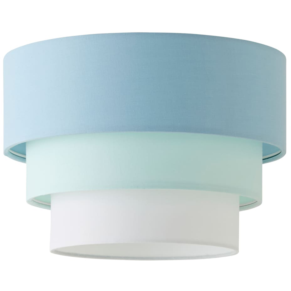 ValueLights Aztec 3 Tier Duck Egg Blue Fabric Easy Fit Ceiling Pendant Lamp Shade 30cm Image 1