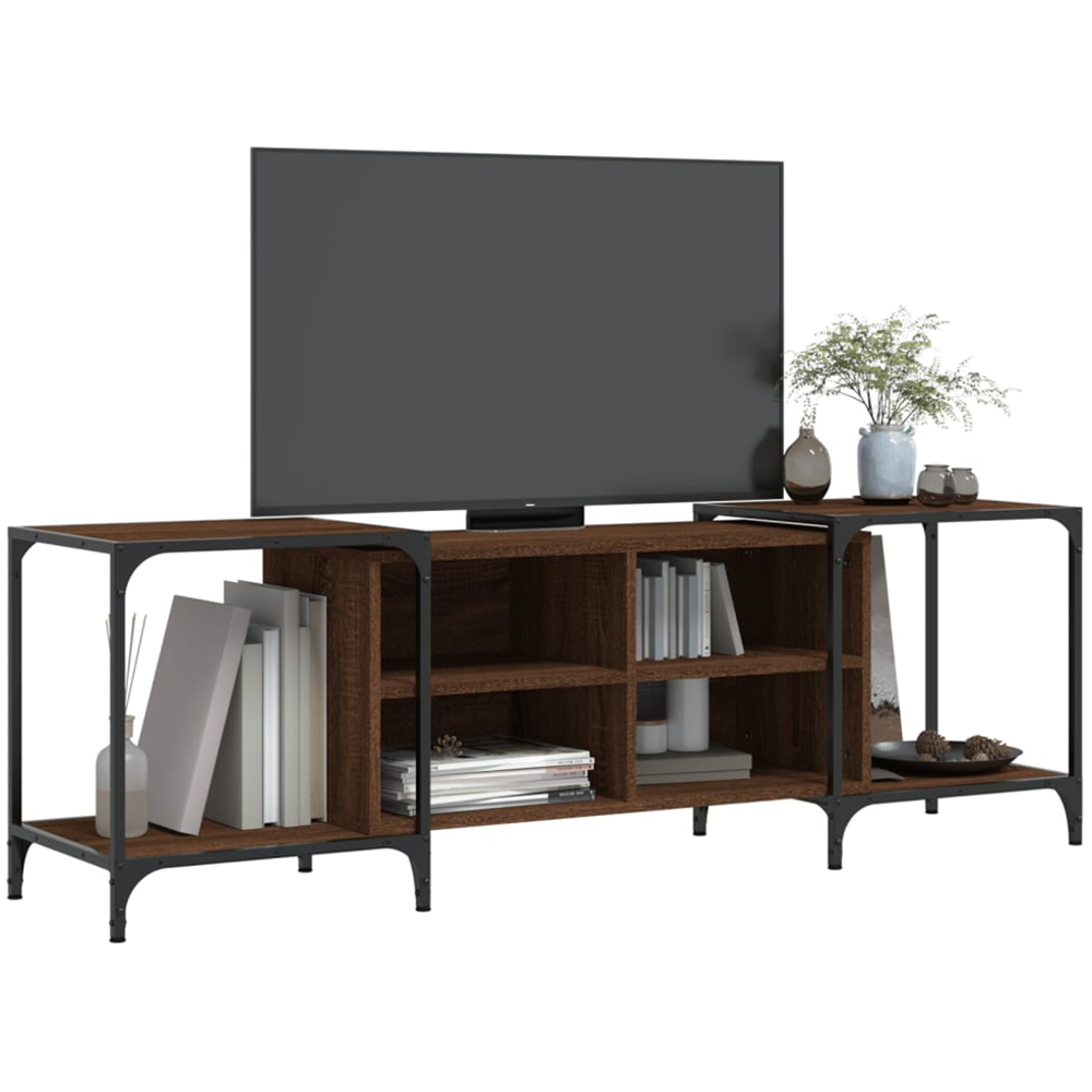 vidaXL 4 Shelf Brown Oak Industrial Style Adjustable TV Cabinet Image 3
