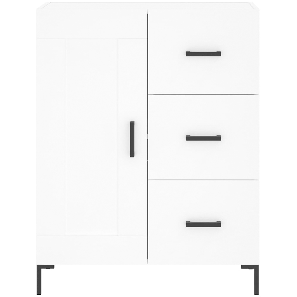 vidaXL Single Door 3 Drawer White Sideboard Image 5