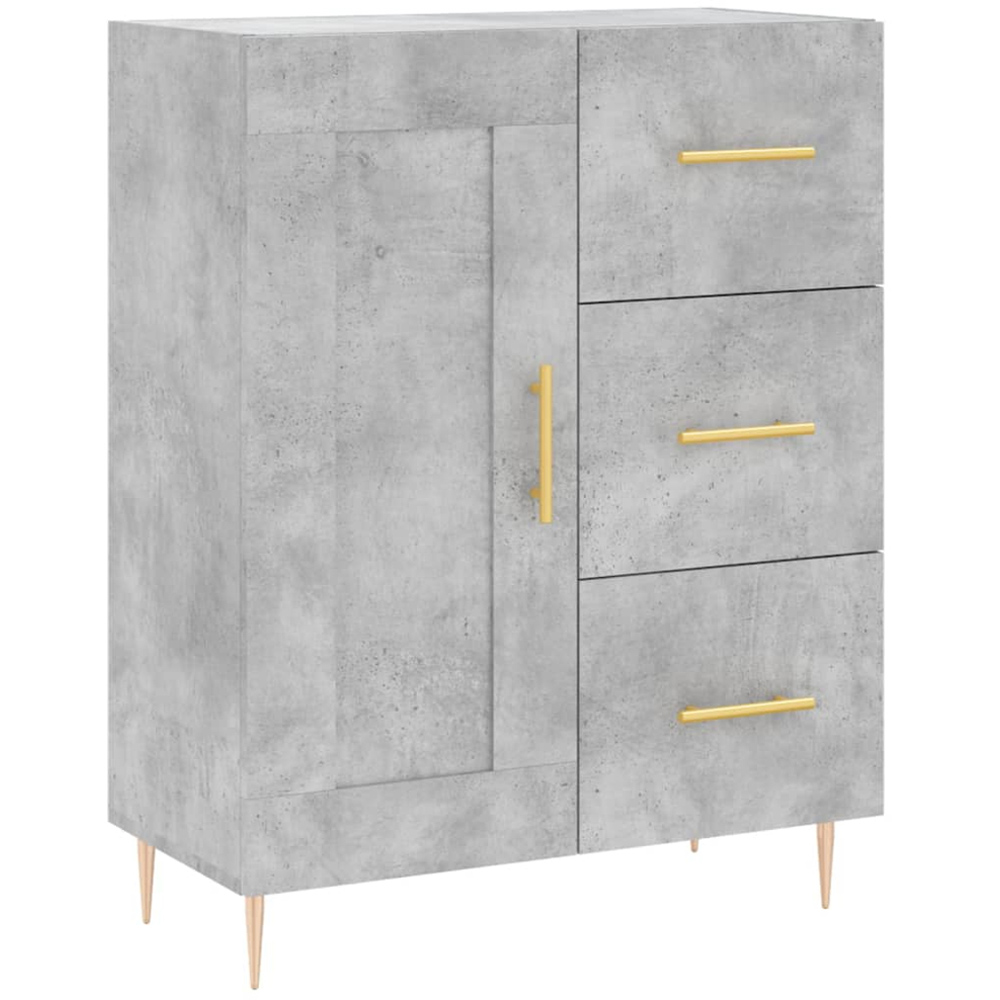 vidaXL Single Door 3 Drawer Concrete Grey Wooden Sideboard Image 2