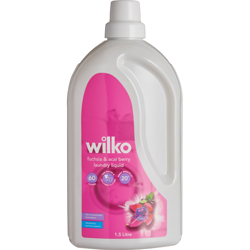Wilko Biological Fuchsia and Acai Berry Laundry Liquid 60 Washes 1.5L Image 1