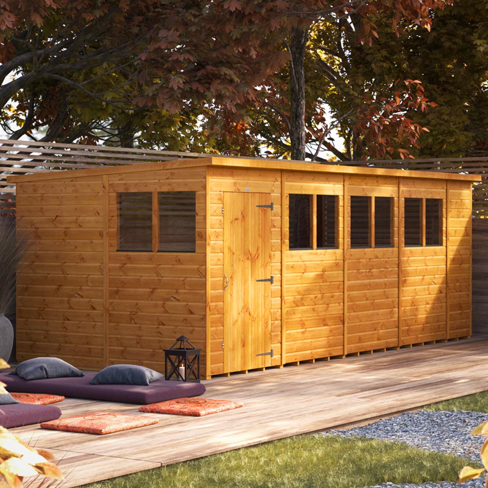 Power Sheds 18 x 8ft Pent Wooden Shed with Window Image 2