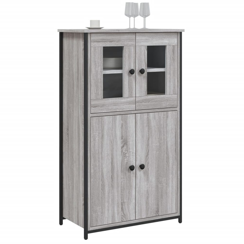 vidaXL 4 Door Grey Sonoma Highboard with Metal Frame Image 5