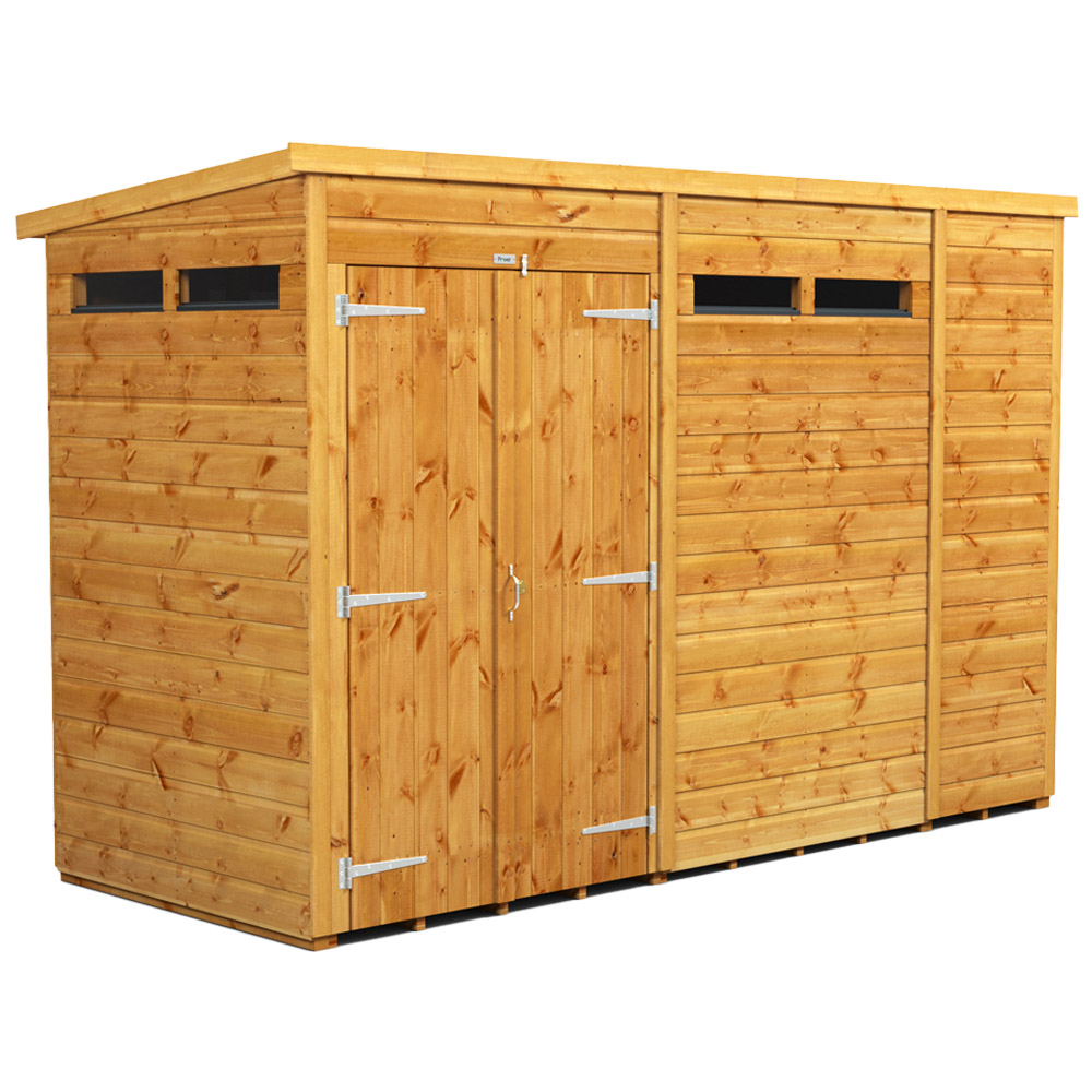 Power Sheds 10 x 4ft Double Door Pent Security Shed Image 1