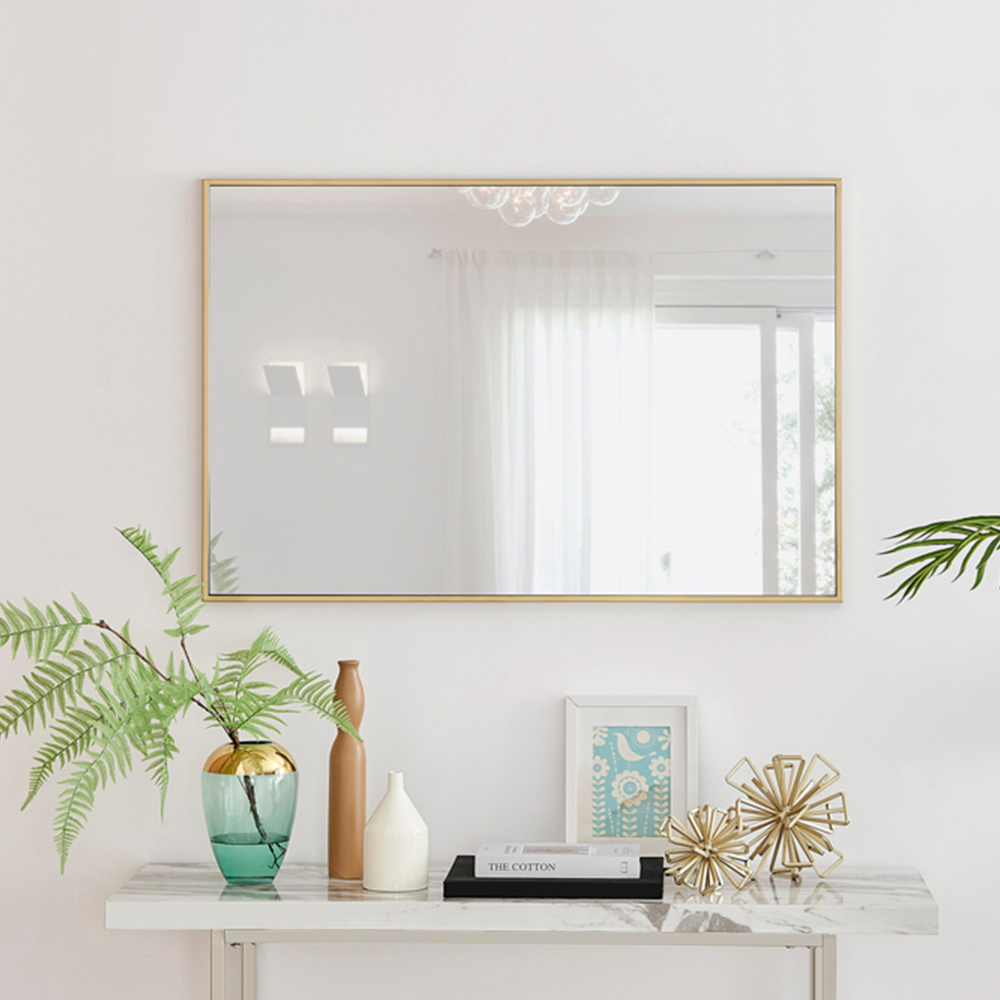 Furniturebox Austen Rectangular Gold Metal Wall Mirror 100 x 66cm Image 8