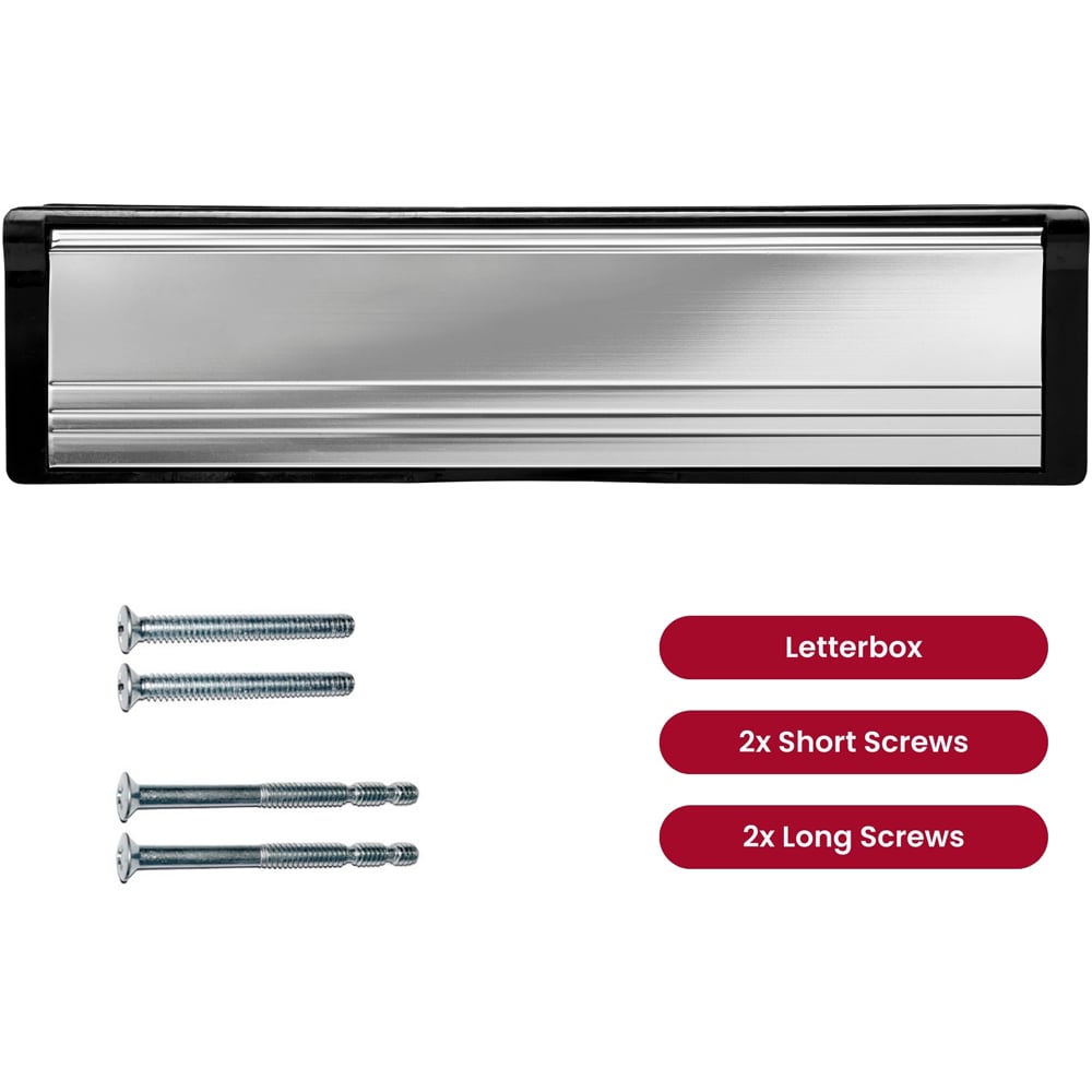 Select Black and Polished Silver Door Letter Box 10 inch Image 2