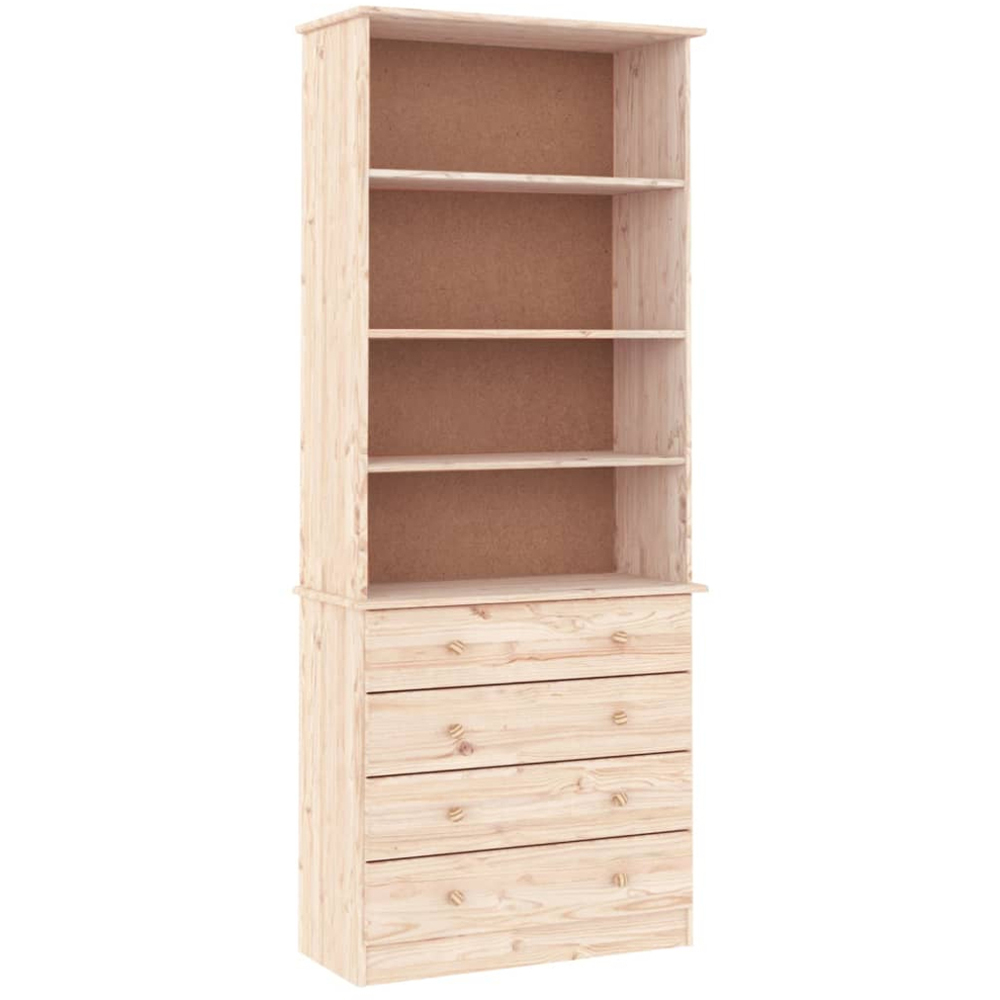 vidaXL Alta 5 Drawer 5 Shelf Natural Solid Pine Wood Bookcase Image 2