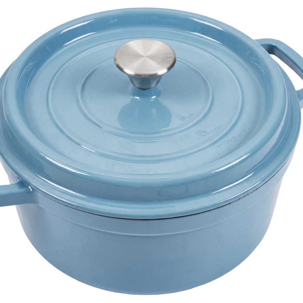 Living and Home Light Blue Enamelled Cast Iron Dutch Oven Pot 6L Image 3