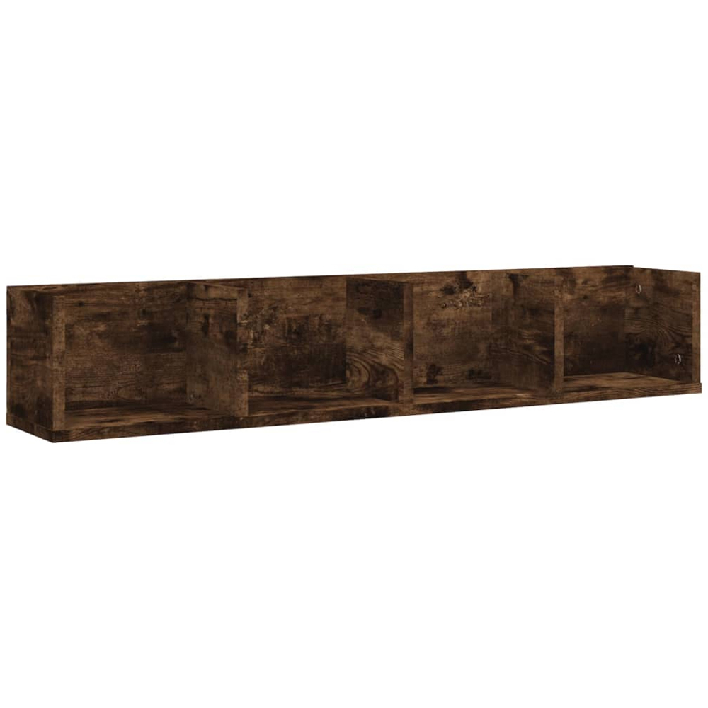 vidaXL 4 Shelf Smoked Oak CD Wall Shelf Image 1
