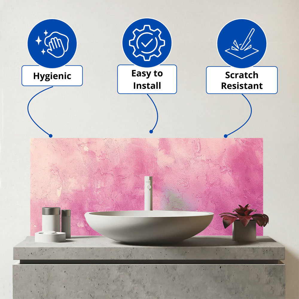 Warren Reed Designer Pink Textured Effect Bathroom Splashback 25 x 60cm Image 3