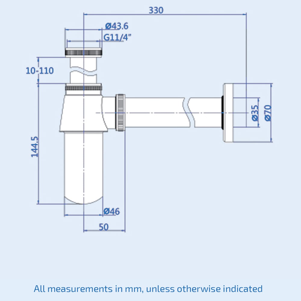 Nes Home Matte Black Round Standard Bathroom Basin Bottle Waste Trap Image 3