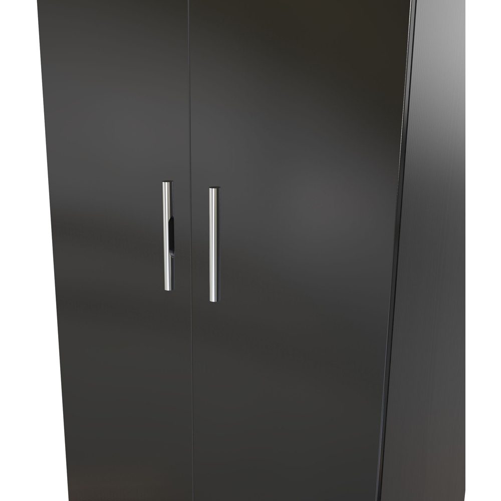 Crowndale Knightsbridge 2 Door Black Gloss and Black Wardrobe Ready Assembled Image 6