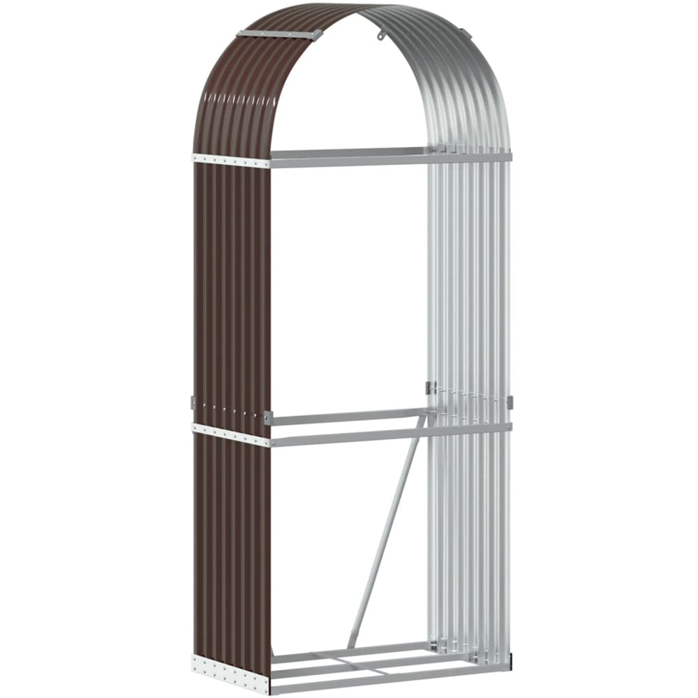 vidaXL Brown Galvanised Steel Firewood Log Holder 190 x 80 x 45cm Image 1