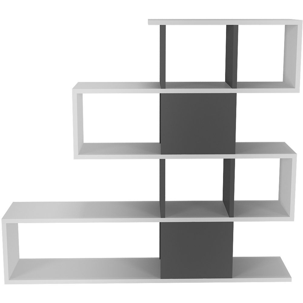 Decorotika Karlin 9 Shelf White and Anthracite Modern Bookcase Image 2
