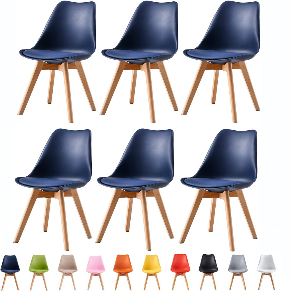 Eva Set of 6 Blue Padded Dining Chairs Image 6