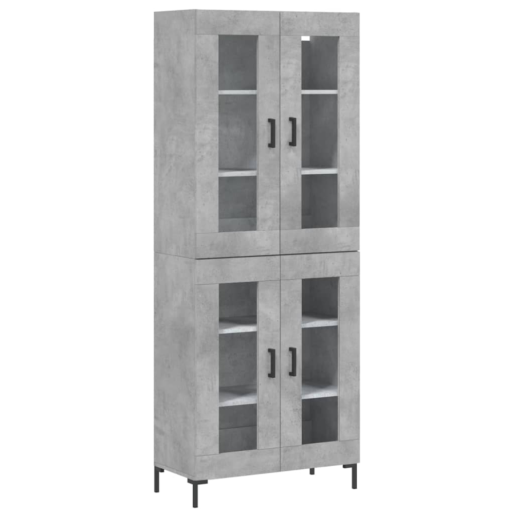 vidaXL 4 Glass Door Concrete Grey Highboard Image 2