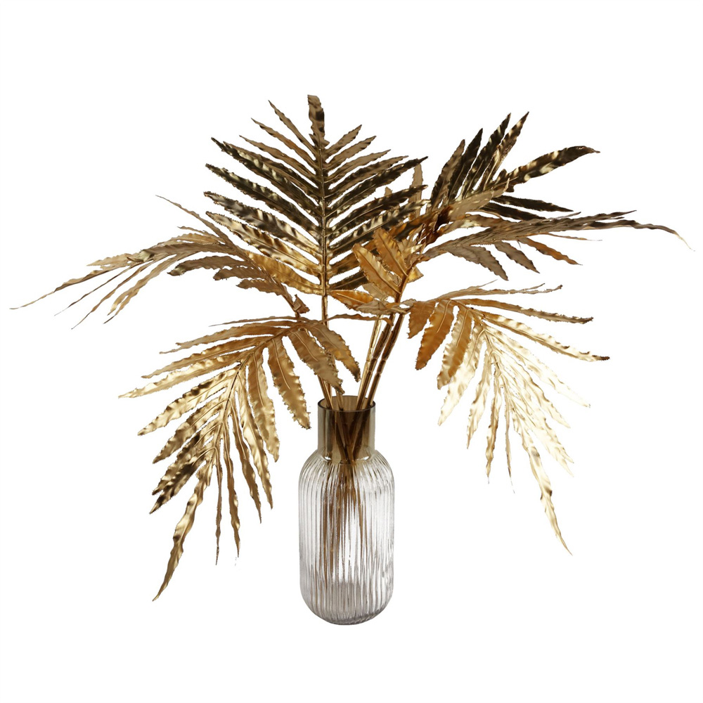 Leaf Gold Palm Leaves Artificial Plant Bundle with Vase 80cm 6 Pack Image 1
