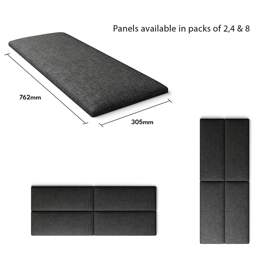 Aspire EasyMount Charcoal Saxon Twill Upholstered Wall Mounted Headboard Panels 4 Pack Image 5