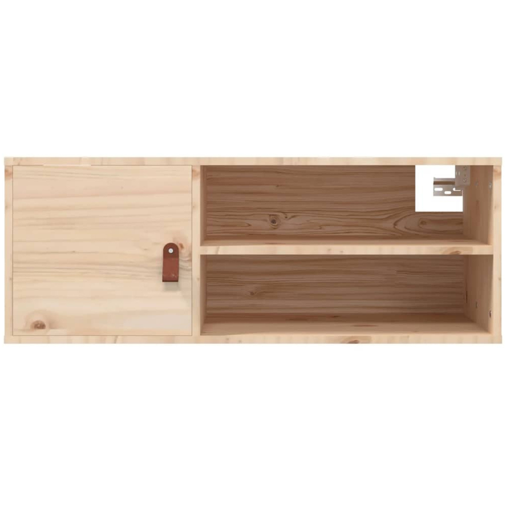 vidaXL Single Door 2 Shelf Natural Solid Pine Wood Wall Cabinet Image 5