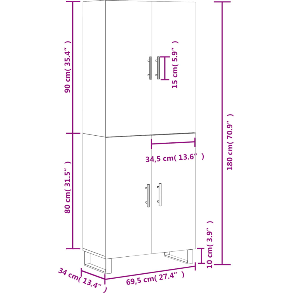vidaXL Brown Engineered Wood Highboard Image 6