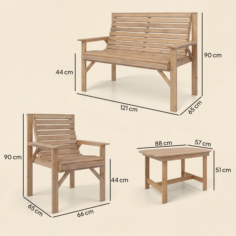 Outsunny 4 Seater Natural Wood Garden Lounge Set Image 9