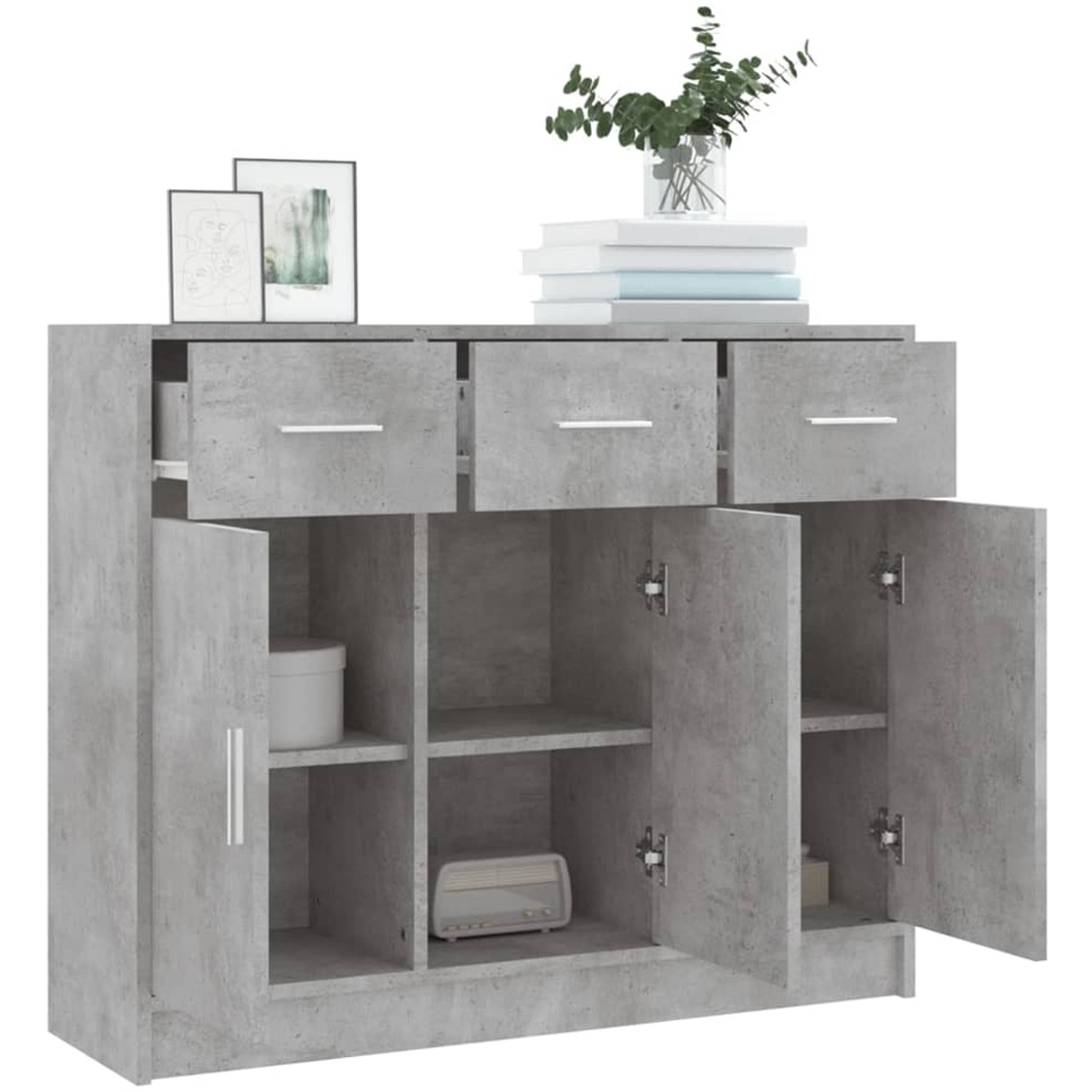vidaXL 3 Door 3 Drawer Concrete Grey Sideboard Image 4