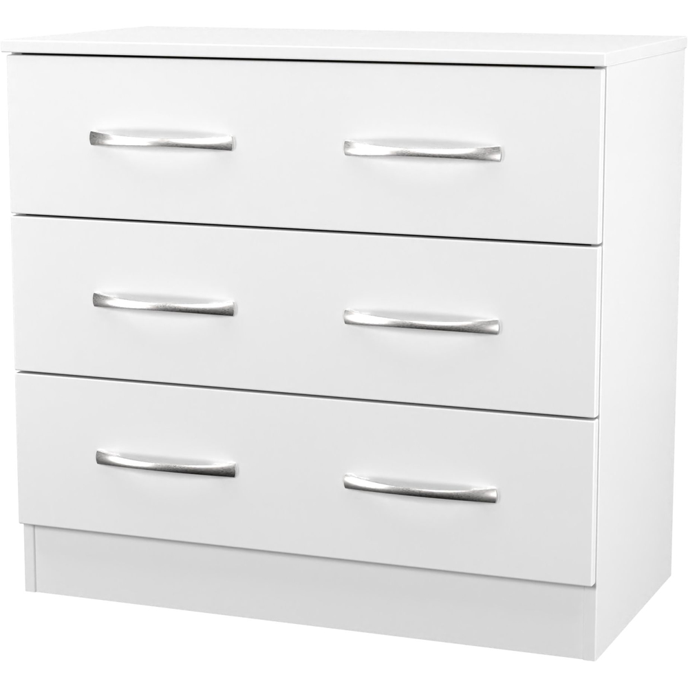 Crowndale Avon 3 Drawer Matt White Chest of Drawers Ready Assembled Image 4