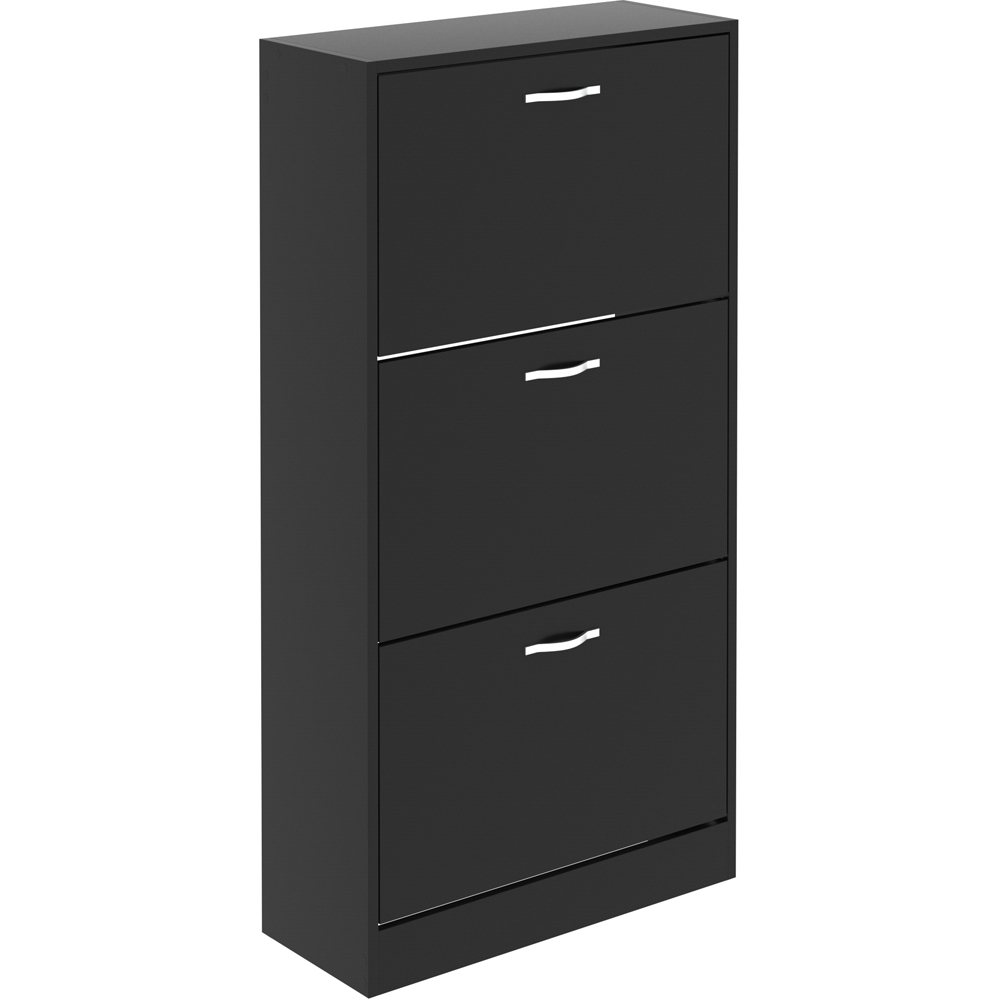 Vida Black 3-Drawer Shoe Cabinet Rack Image 2